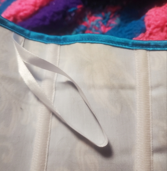 White and Blue Shiney Over Bust Lace Up Corset - Picture 11 of 13